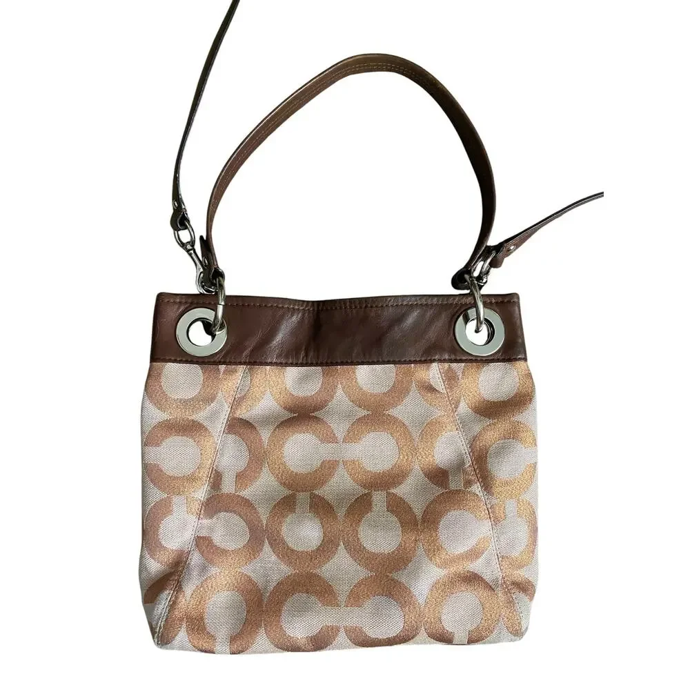 Coach Ashley Op Art Hippie Signature C Crossbody Shoulder Bag Pink Brown Y2K - Picture 3 of 11